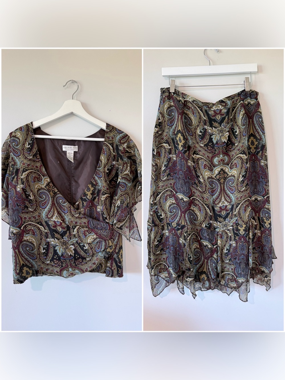 Vintage Jackie Jon New York Outfit 2 Pc Set Skirt/Top Sequin Party Cocktail